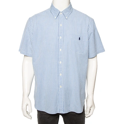 Pre-owned Ralph Lauren Blue Checkered Cotton Button Front Short Sleeve Shirt Xl