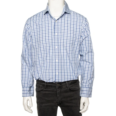 Pre-owned Boss By Hugo Boss Blue Checkered Cotton Button Front Regular Fit Shirt Xl