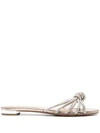 Aquazzura Celeste Knotted Swarovski Crystal Slide Sandals In Grey