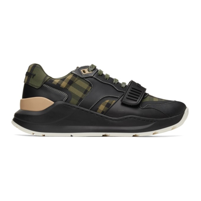 Burberry Men's Ramsey Check Low-top Trainers In Black,green