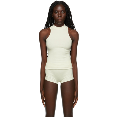 Skims White Cotton Rib Mock Neck Tank Top In White
