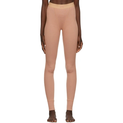 Skims Cotton Rib Thermal Leggings In Sedona