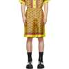 VERSACE YELLOW SILK TWILL MONOGRAM SHORTS