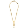 Dolce & Gabbana Necklace With Dg Logo Pendant And Pearl Embellishment In Zoo00 Gold