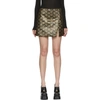 Versace Black & Khaki Monogram Jacquard Miniskirt In Black,multi