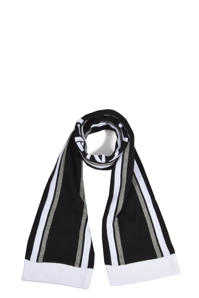 Kenzo Kids Logo Intarsia Knit Scarf In Black
