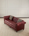 Massoud Rosa Tufted Leather Sofa, 93"