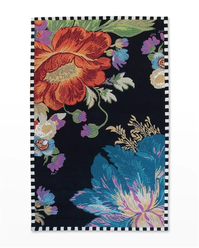 Mackenzie-childs Flower Market Reflections Rug - Black, 5' X 8'