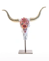 Jay Strongwater Mounted Longhorn Skull With Flowers Objet
