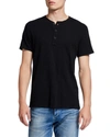 Rag & Bone Black Cotton Classic Short Sleeve Henley In Jetblk