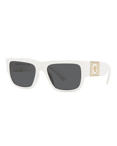 Versace Men's Medusa Rectangle Acetate Sunglasses In White