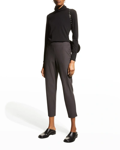 Eileen Fisher Washable Stretch Crepe Slim Ankle Pants In Espresso