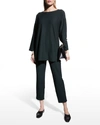 Eileen Fisher Washable Stretch Crepe Slim Ankle Pants In Ivy