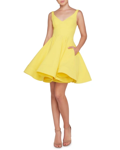Ieena For Mac Duggal Womens Ruffled Mini Cocktail And Party Dress In Yellow