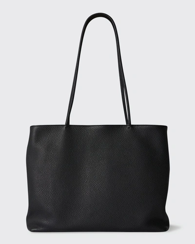 The Row Calfskin Medium Zip Shopper Tote Bag In Black Pld