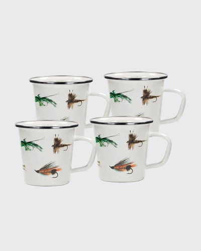 Golden Rabbit Fly Fishing Latte Mugs, Set Of 4