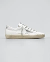 Golden Goose Hi Star Metallic Leather Low-top Sneakers In White Silver