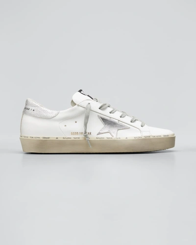 Golden Goose Hi Star Metallic Leather Low-top Sneakers In White Silver