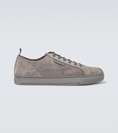 Gianvito Rossi Grey Suede Low Sneakers In Grey_grey