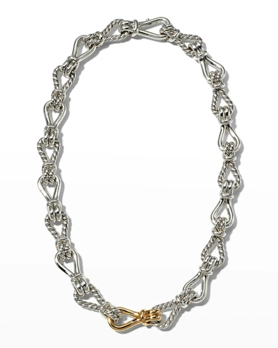 David Yurman 15mm Thoroughbred Loop Linked Chain Necklace In Silver And 18k Gold, 20"l In Two Tone