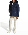 Moose Knuckles Men's 3q Fur-trim Bomber Coat In Marine Blu/blk