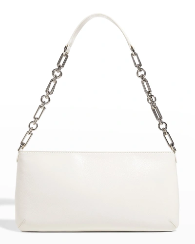 By Far Holly Gloss Grained Leather Shoulder Bag In White