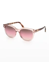 Tom Ford Olivia Round Plastic Sunglasses In Brown,pink