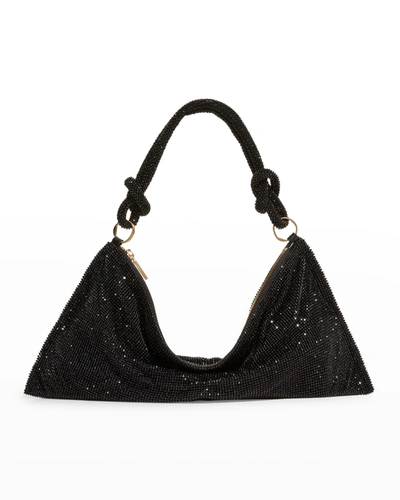 Cult Gaia Hera Knotted Rhinestone Mini Shoulder Bag In Blackrhinestone