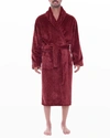 Majestic Men's Crossroads Textured Plush Shawl Robe In Cabernet