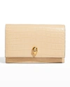 Alexander Mcqueen Mini Mock-croc Crossbody Bag With Small Skull In Sand