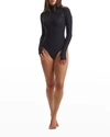 Commando Ballet Stretch-jersey Turtleneck Thong Bodysuit In Black Sparkle