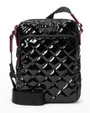 Mz Wallace Metro Patent Quilted Crossbody Bag In Black Lacquer Oxf