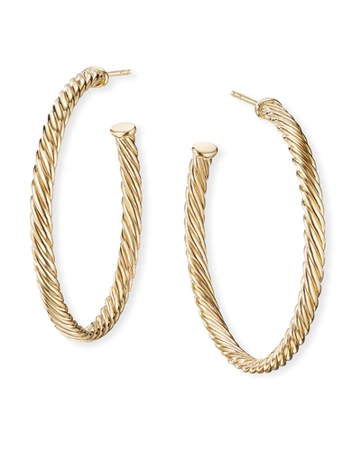 David Yurman Cablespira Hoop Earrings In 18k Gold