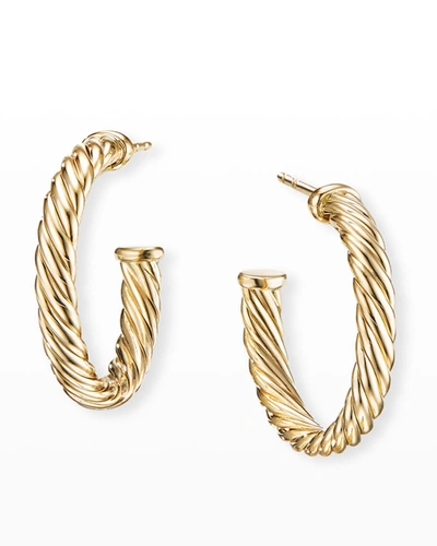 David Yurman Cablespira Hoop Earrings In 18k Gold, 0.75"l