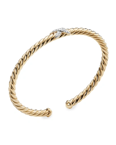 David Yurman Cablespira X-station Bracelet With Diamonds In 18k Gold