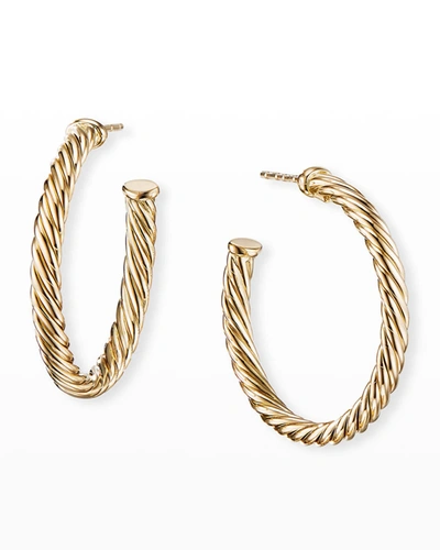 David Yurman Cablespira Hoop Earrings In 18k Gold, 1"l
