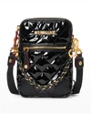 Mz Wallace Patent Quilted Micro Crossbody Bag In Black Lacquer Cro