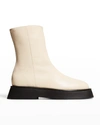 Wandler Shearling-trim Leather Boots In Moon