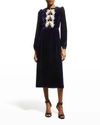 Saloni Camille Cutout Embellished Velvet Jumpsuit In Midnight Blue Emb