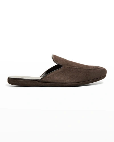 Manolo Blahnik Men's Montague Suede Mules In Brown