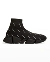 Balenciaga Speed 2.0 Logo-print Stretch-knit Slip-on Sneakers In Noir/ecru