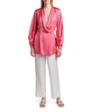 Giorgio Armani Draped-detail Silk Blouse In Solid Medium Pink
