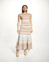 Giorgio Armani Stripe Knit Midi Skirt In Brown