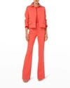 Akris Maureen Bicolor Double Face Cashmere Crop Jacket In Hibiscus