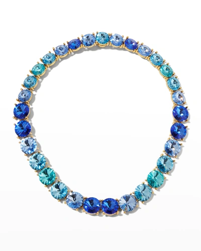 Oscar De La Renta Crystal Tennis Necklace In Blue Multi