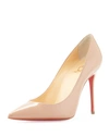 Christian Louboutin So Kate Patent Pointed-toe Red Sole Pump In Beige