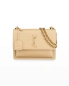 Saint Laurent Sunset Medium Monogram Ysl Chain Crossbody Bag In Dark Beige