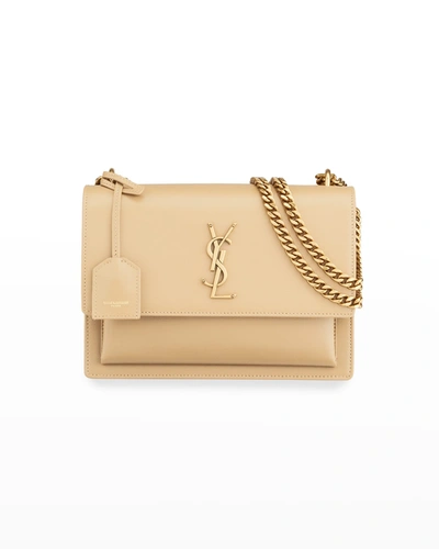 Saint Laurent Sunset Medium Monogram Ysl Chain Crossbody Bag In Dark Beige