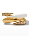 ETHO MARIA 18K YELLOW GOLD BROWN DIAMOND AND WHITE CERAMIC RING,PROD246970014