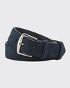 Loro Piana Men's Alsavel Suede Belt In Navy